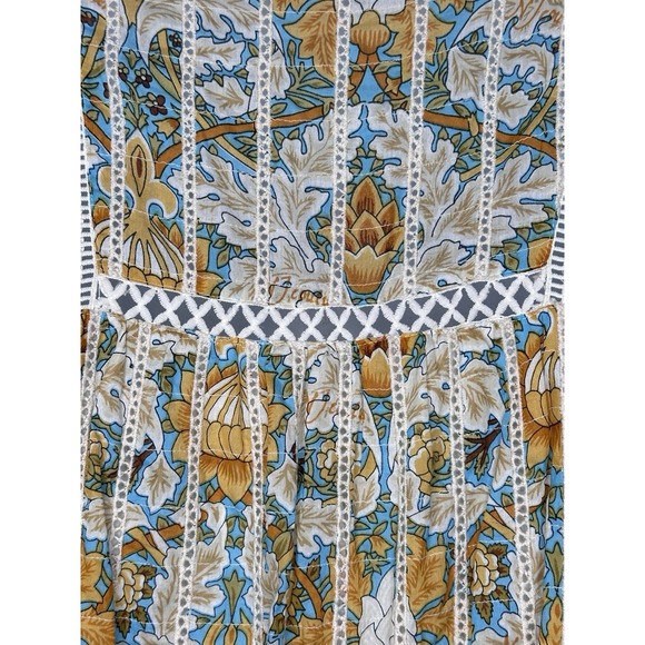 Anthropologie Barok Peasant Dress Floral Prairie Midi Boho Eyelet Lace SMALL S - Picture 7 of 11